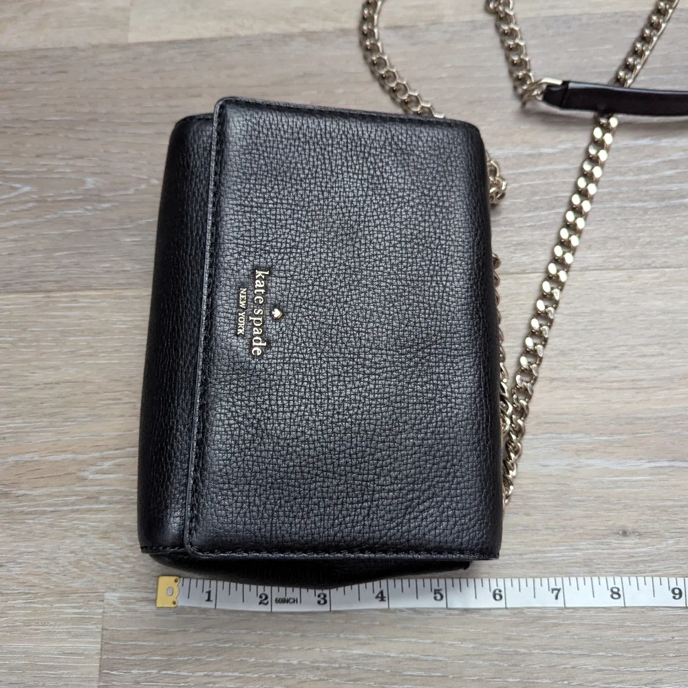 KATE SPADE Black Leather New York Briar Lane Emelyn Chain Crossbody Shoulder Bag